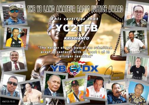 The YB Land Amateur Radio Justice Award 13 Pejuang AD/ART ORARI